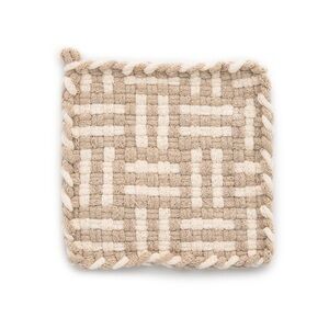 NWT handmade 100% cotton woven geometric potholder or trivet neutral